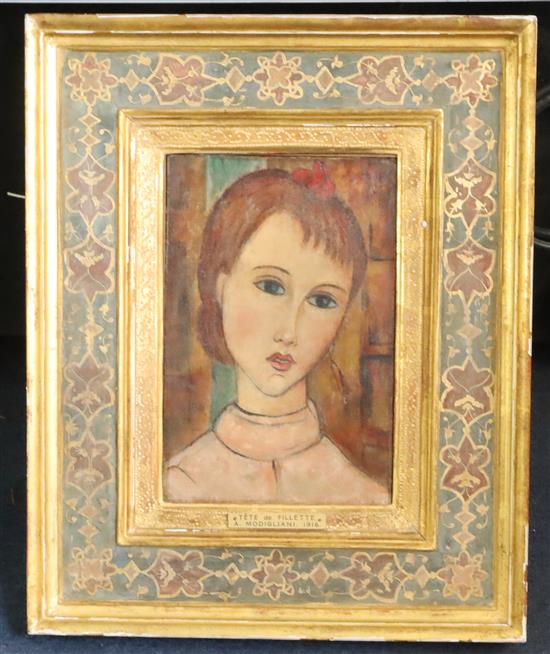 Follower of Amadeo Modigliani (1884-1920) Tête de Fillette 1916 9.25 x 6.25in.